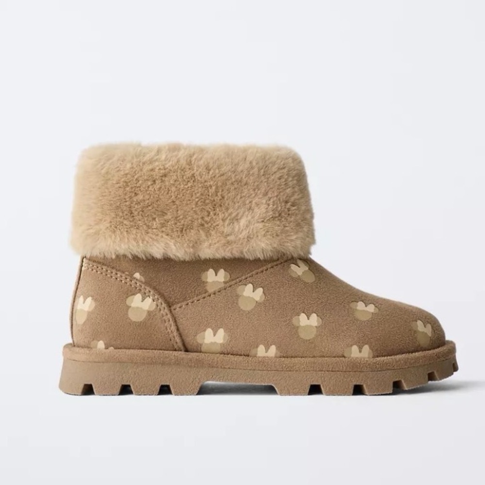 Zara Disney Minnie Mouse Toddler Girls Faux Fur Boots Sz 9.5 NWT